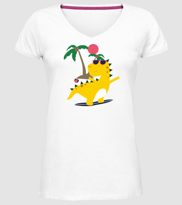 dinozaur drăguț vară model alb pe tricou