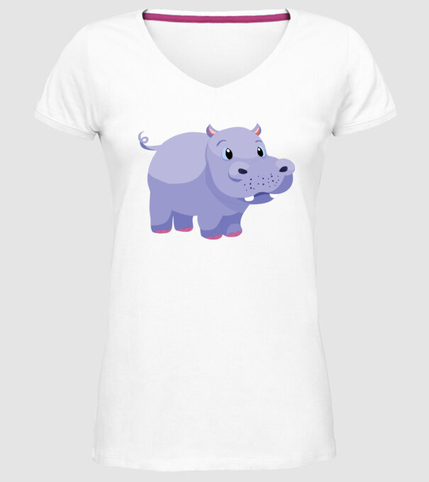 Hipopotam drăguț model alb pe tricou