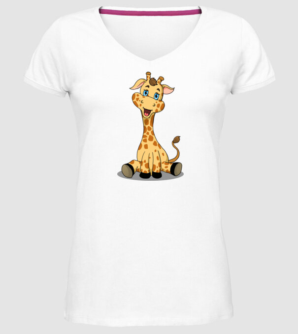 Cute giraffe model alb pe tricou