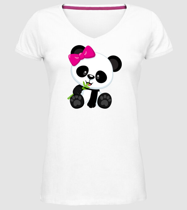 cute panda girl model alb pe tricou