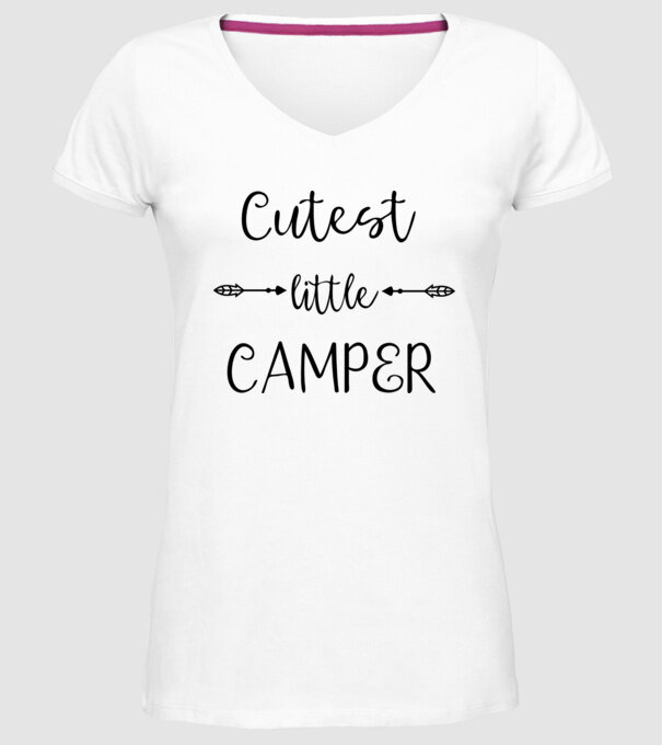 Cutest little camper model alb pe tricou