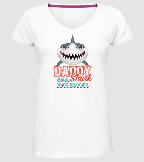 Daddy shark model alb pe tricou