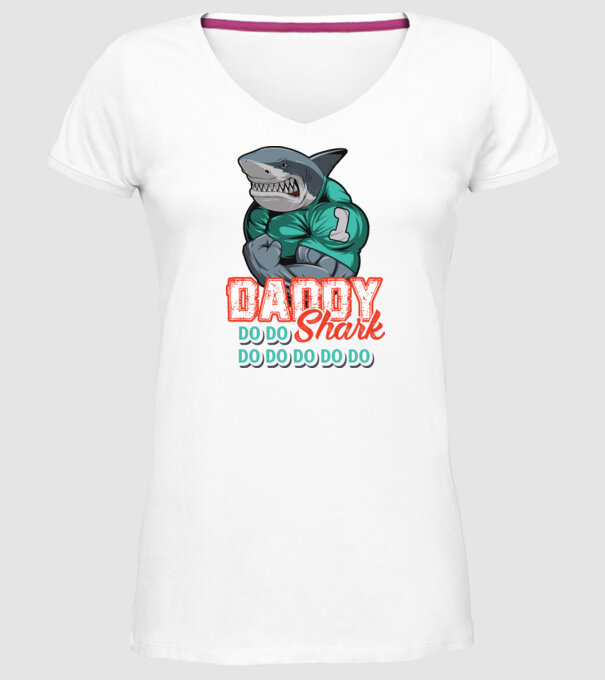 Daddy Shark do do do do model alb pe tricou