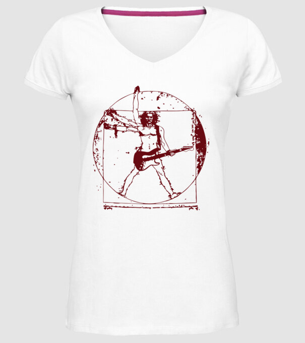 Davinci guitar model alb pe tricou