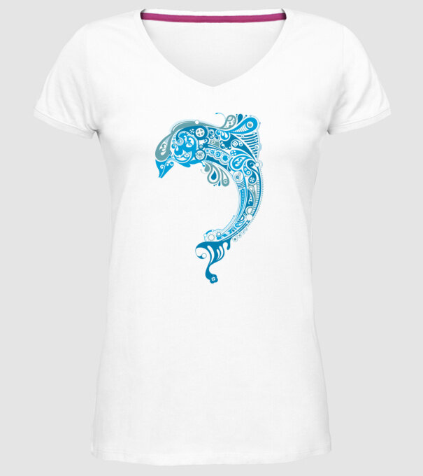 delfin model alb pe tricou