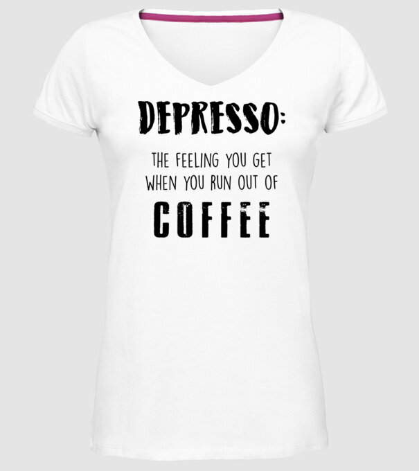 Depresso model alb pe tricou
