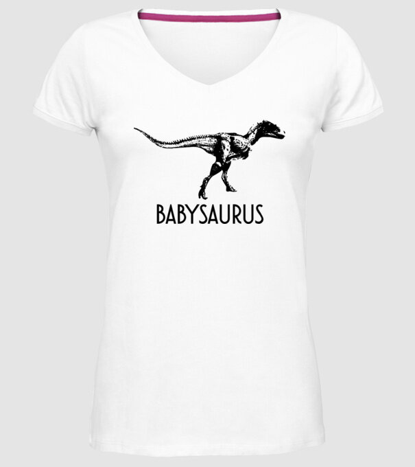 Familia de dinozauri Babysaurus model alb pe tricou