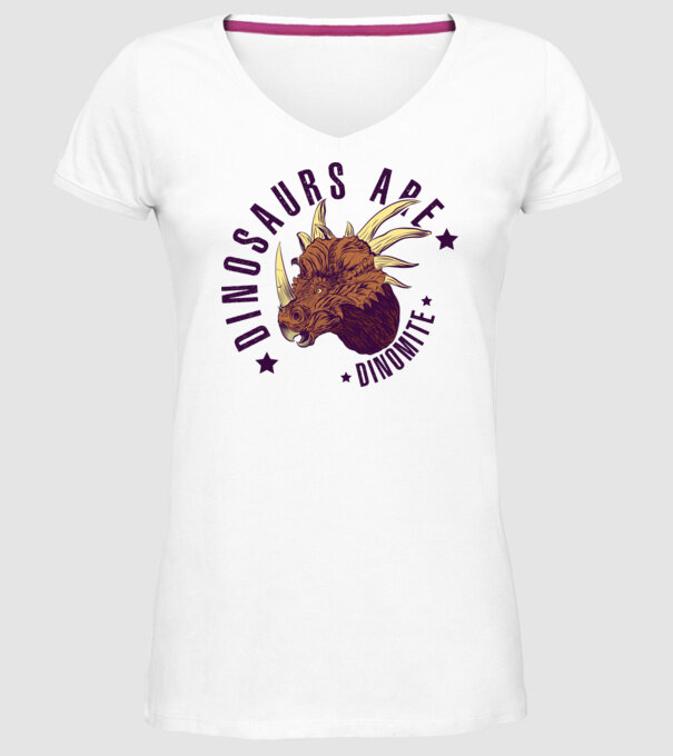 Dinomite model alb pe tricou
