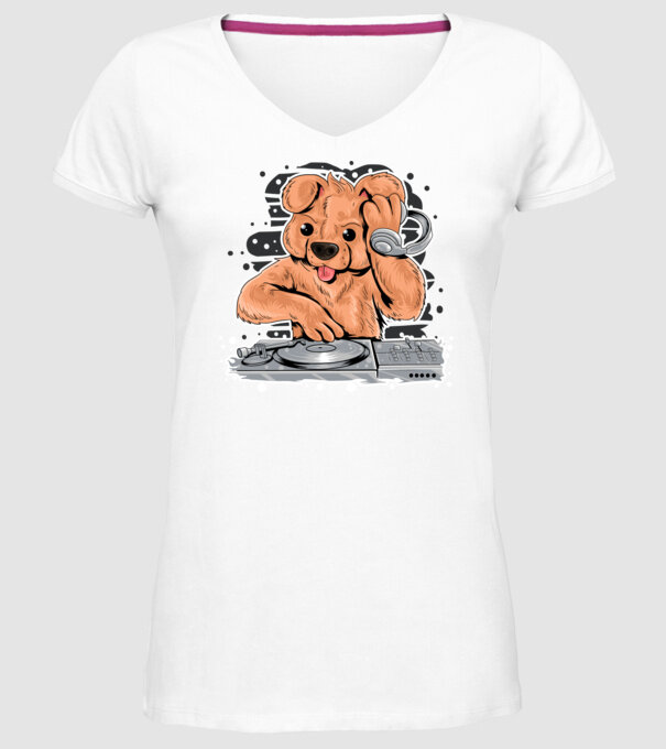 Urs Dj model alb pe tricou