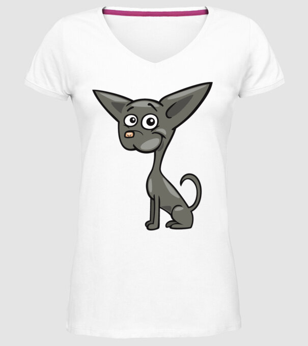 Dog silhouette model alb pe tricou