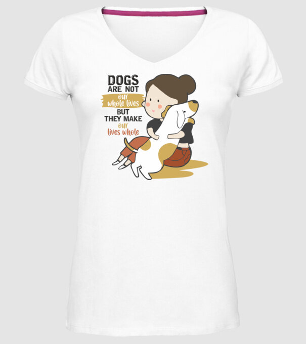 Dogs make our lives whole model alb pe tricou