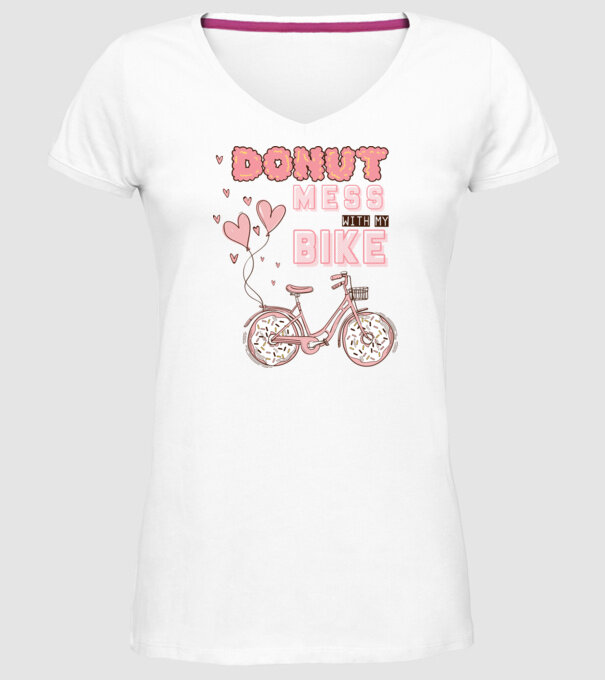 Donut mess with my bike model alb pe tricou