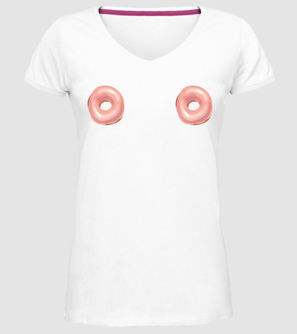 Donut titties model alb pe tricou