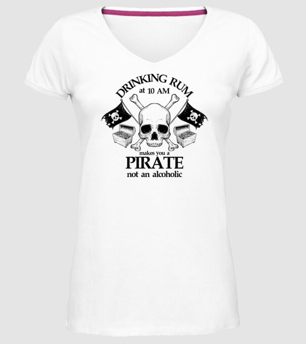Drinking rum model alb pe tricou