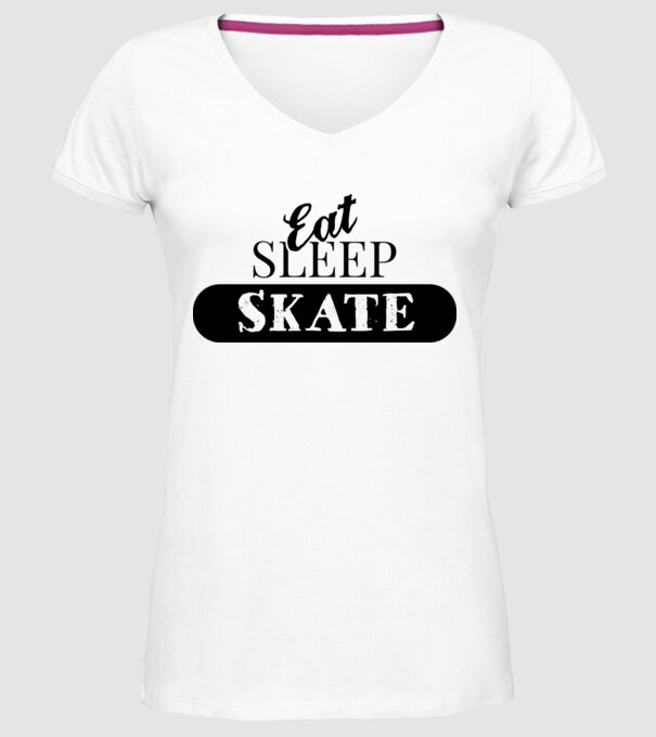 eat sleep skate model alb pe tricou