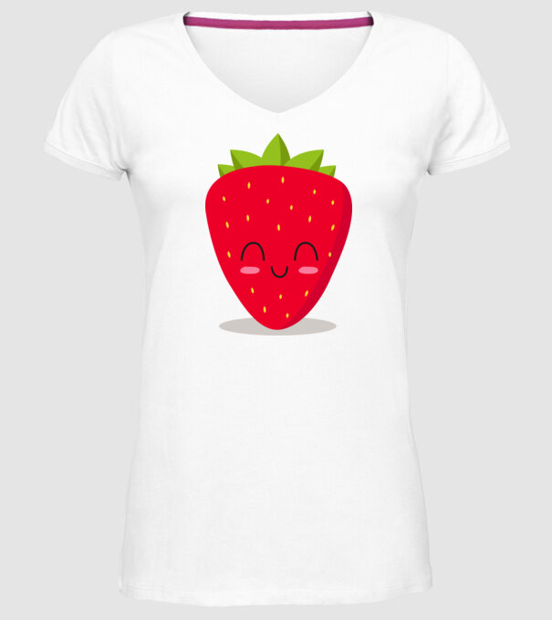 Căpșuni model alb pe tricou
