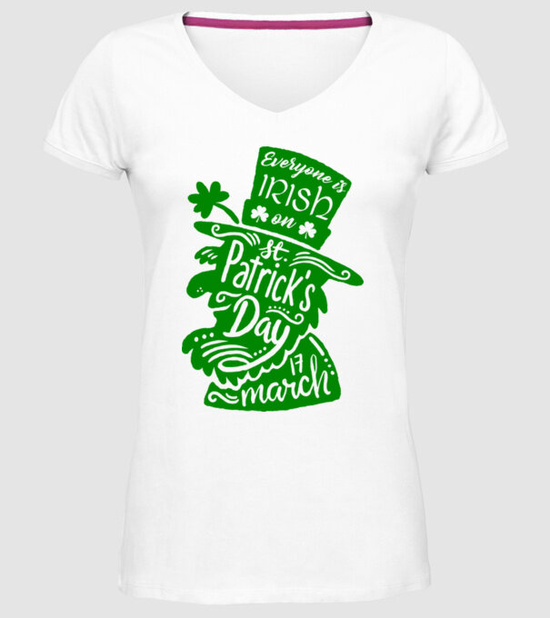 Everyone is irish leprechaun model alb pe tricou
