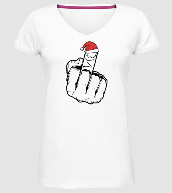 f u christmas model alb pe tricou