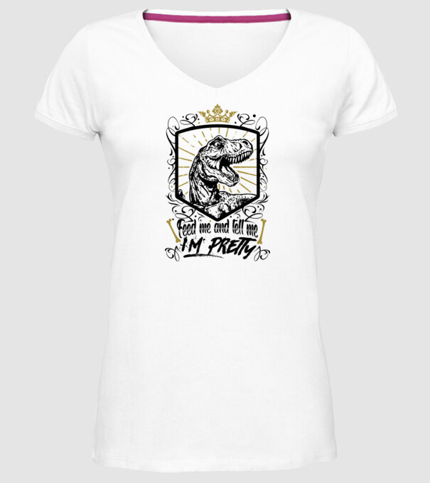 'Feed me and tell me i''m pretty' model alb pe tricou