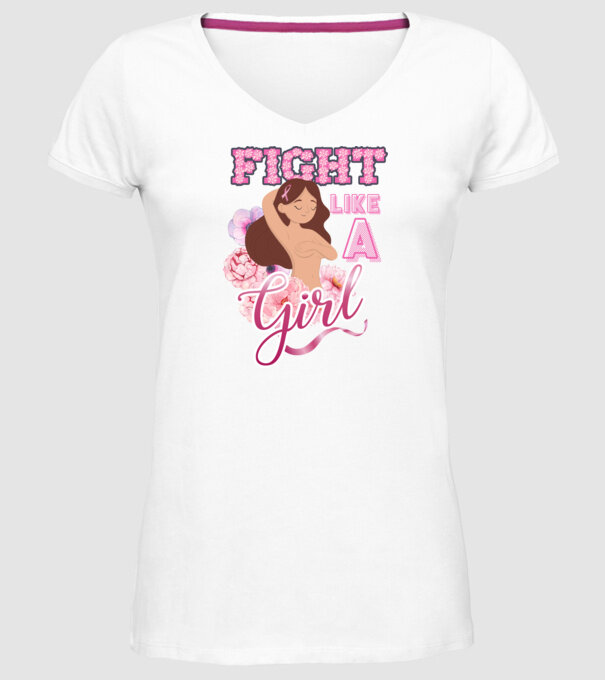 FIGHT like a girl model alb pe tricou
