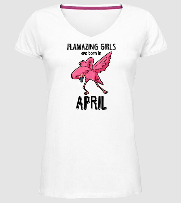 Flamazing girls are born in april black model alb pe tricou