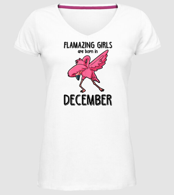 Flamazing girls are born in december black model alb pe tricou