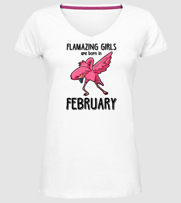 Flamazing girls are born in february black model alb pe tricou