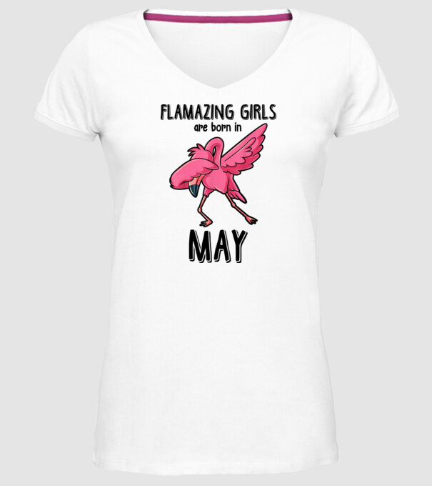 Flamazing girls are born in may black model alb pe tricou