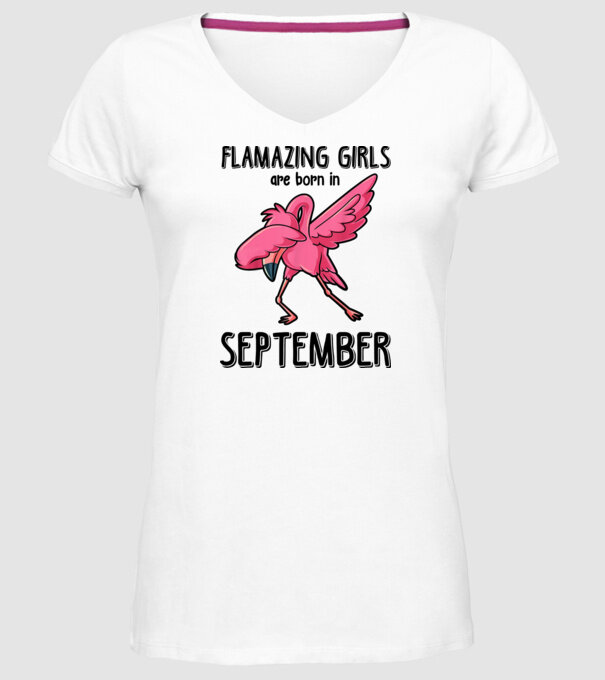 flamazing girls are born in september black model alb pe tricou