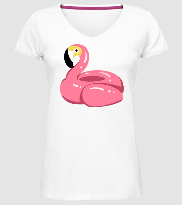 Flamingo colac de înot model alb pe tricou