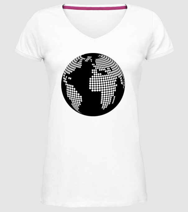 Glob pământesc model alb pe tricou