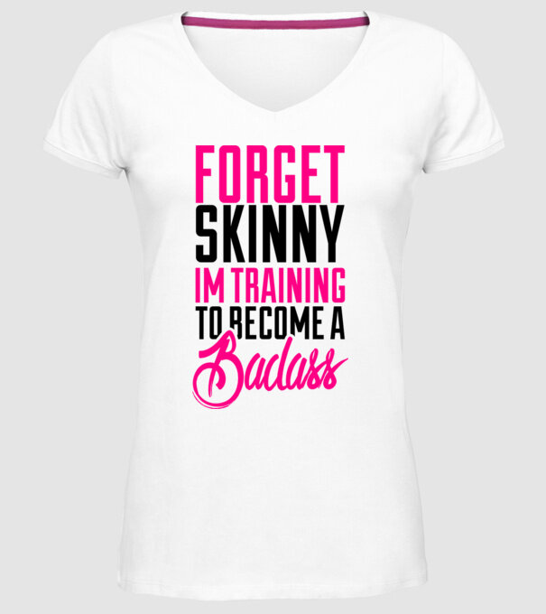 Forget Skinny model alb pe tricou