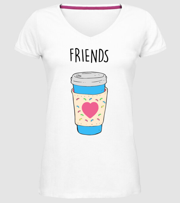 Friends model alb pe tricou