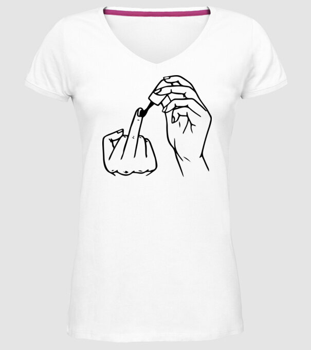 Nail polish Fuck U model alb pe tricou