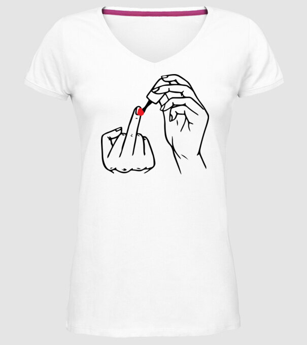 Nail polish Fuck U model alb pe tricou