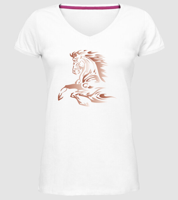 cal alergând model alb pe tricou