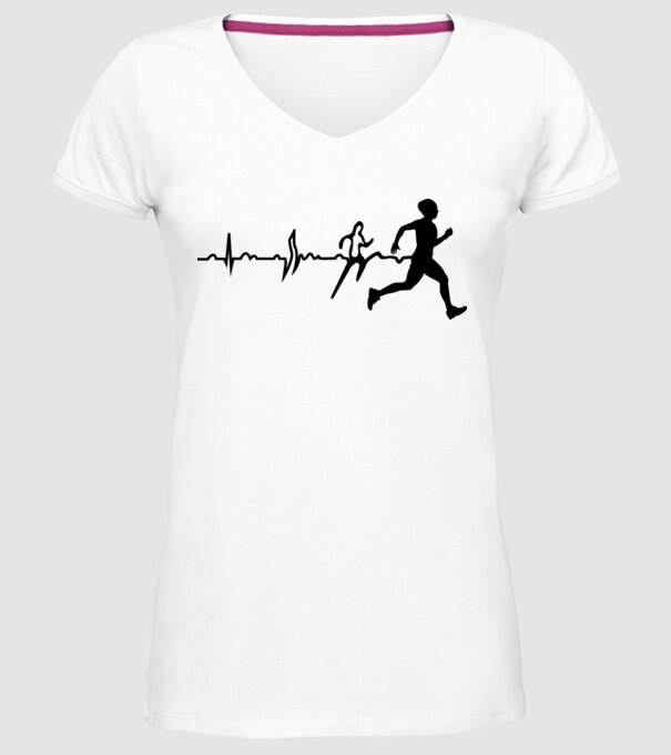 bărbat alergător ecg model alb pe tricou