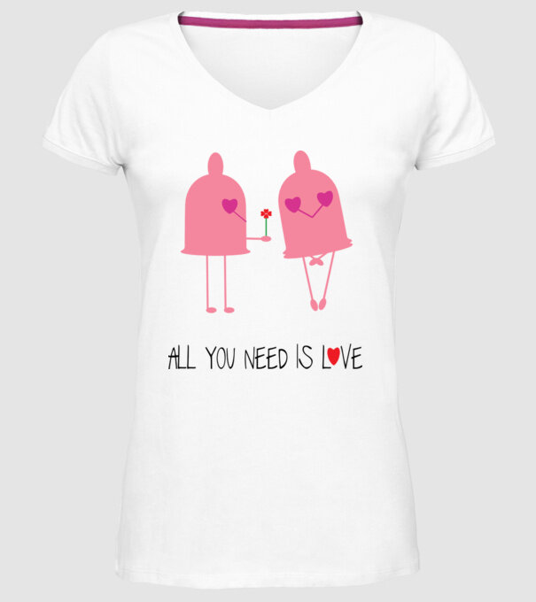 All you need is love model alb pe tricou