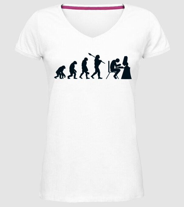 Game evolution model alb pe tricou