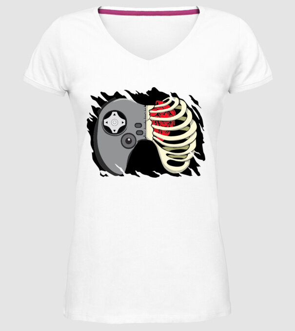 Inimă Gamer model alb pe tricou