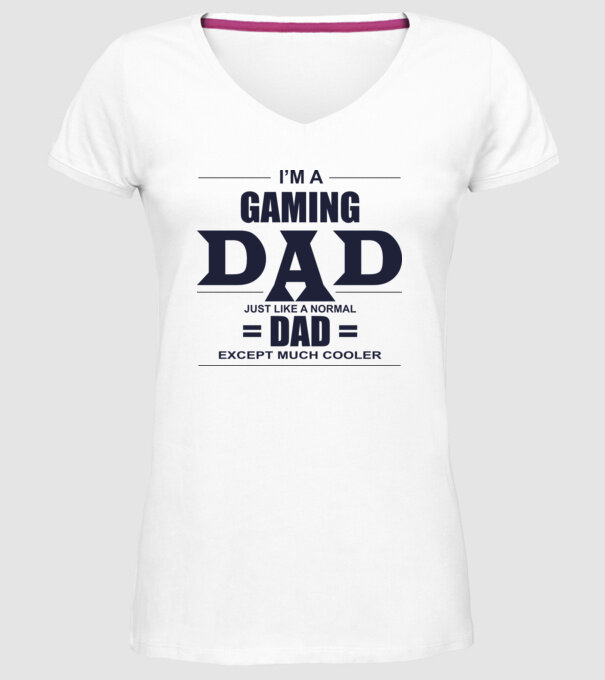 Gaming dad model alb pe tricou