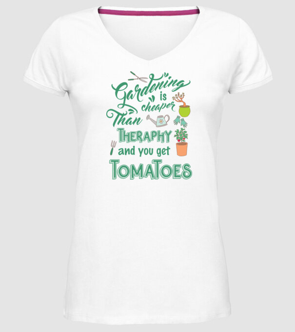 Gardening is cheaper than theraphy model alb pe tricou