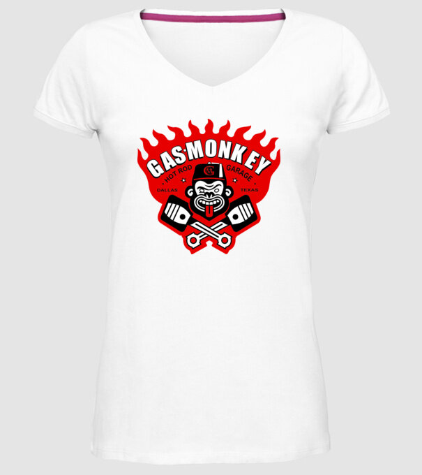Gas Monkey model alb pe tricou