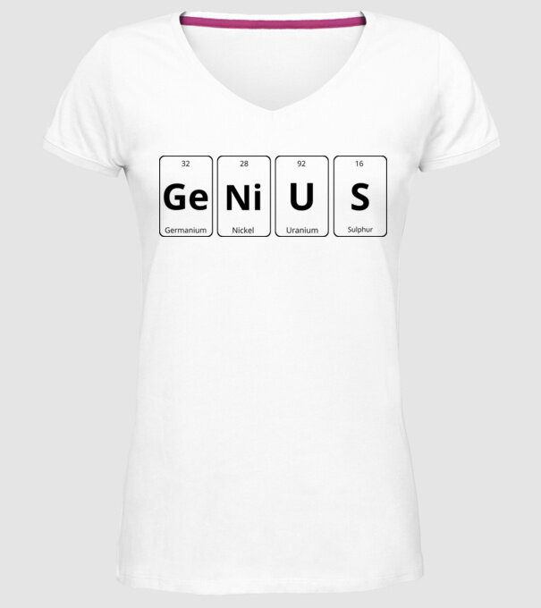 Genius periodic model alb pe tricou