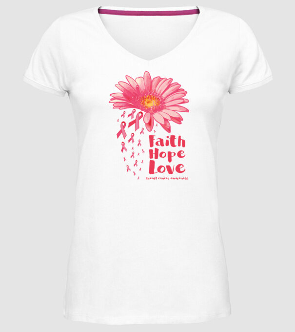Gerbera faith hope love model alb pe tricou