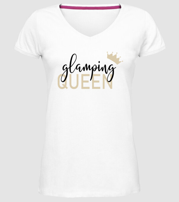 Glamping queen model alb pe tricou