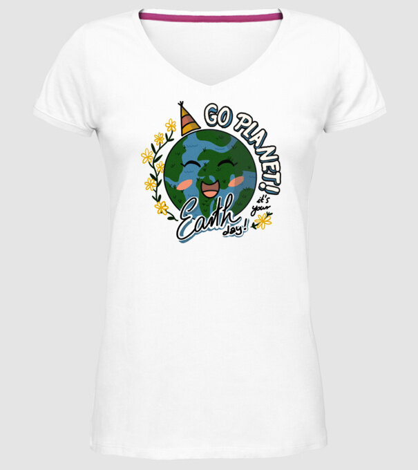 Go planet model alb pe tricou