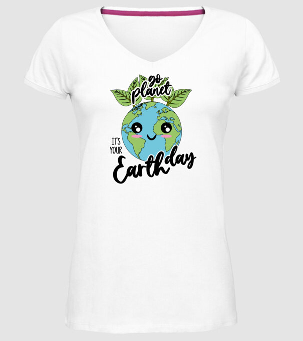 Go planet its your earth day model alb pe tricou