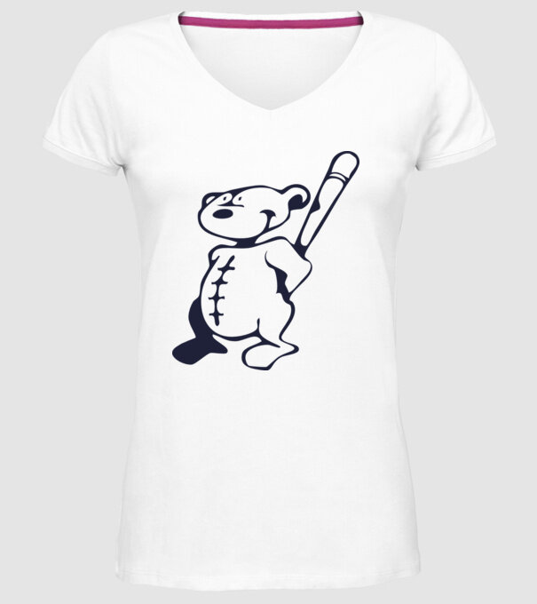 Ursuleț agresiv model alb pe tricou