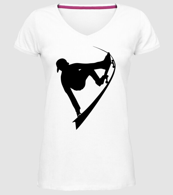 Skateboarder model alb pe tricou